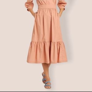 A New Day Peachy Rose Ruffle Hem Midi Skirt